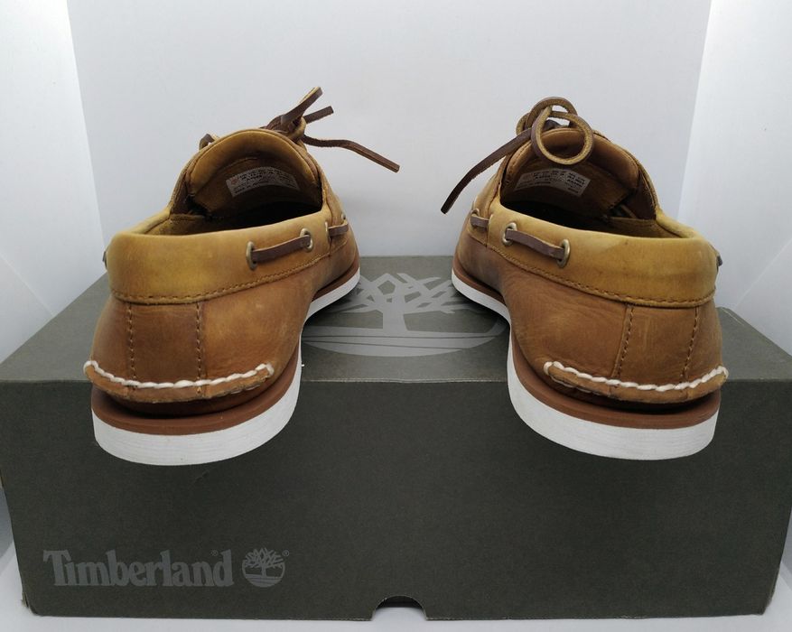 кожаные EU41,5 26см топ-сайдеры мокасины Timberland