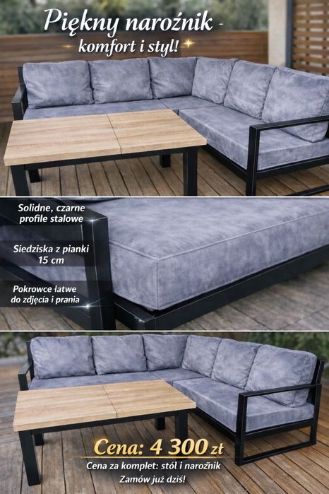 Meble tarasowe -narożnik i stół