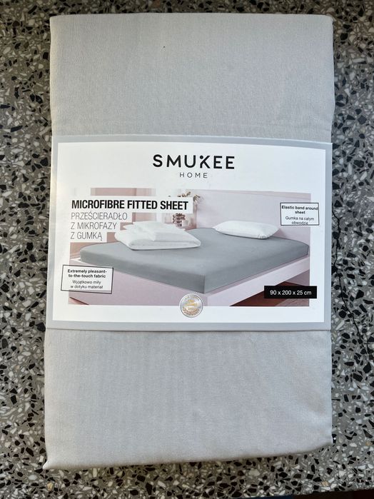 Prześcieradło 90x200 szare z gumką