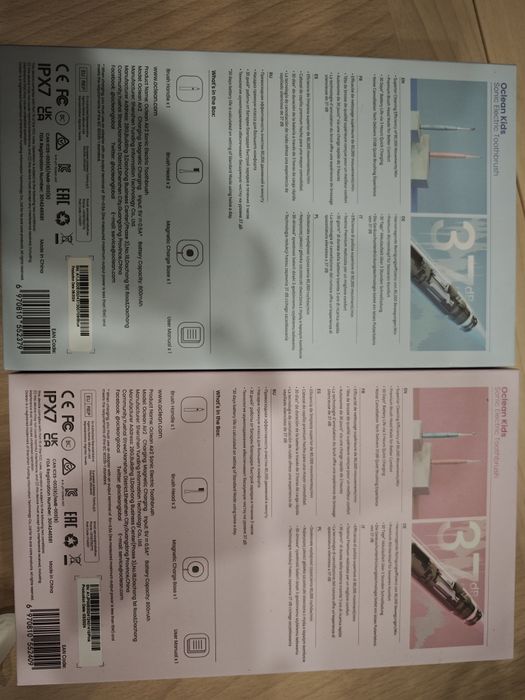 Oclean kids 2 sztuki szczoteczka soniczna różowa i niebieska