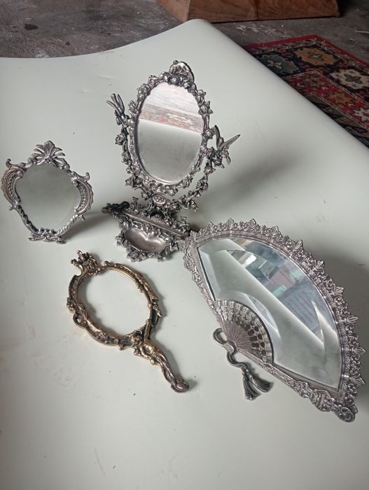 4 espelhos antigos em latão