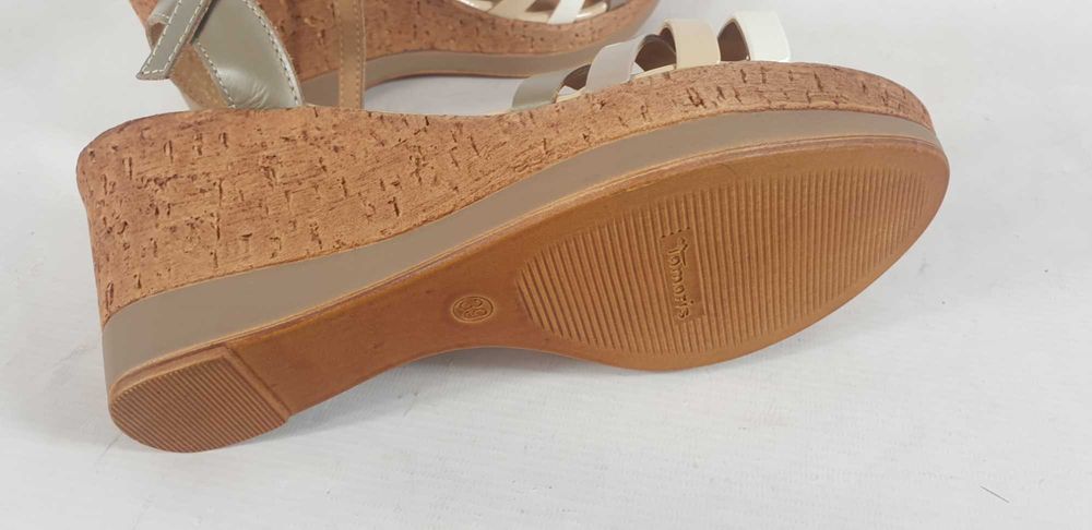 TAMARIS sandały na koturnie DAMSKIE SKÓRA nowe R 39