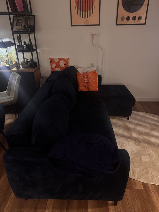 Granatowy naroznik welur