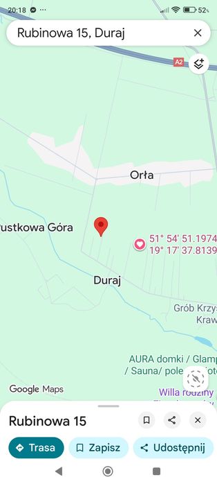 Sprzedam działkę m. Orła koło Grotnik