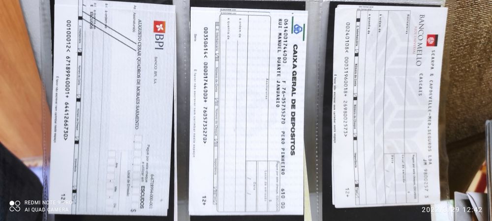 Cheques antigos .
