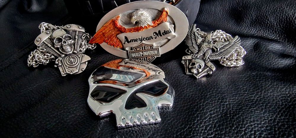 Skórzany sygnowany oryginalny pas Harley Davidson orzeł 1998 metal HD