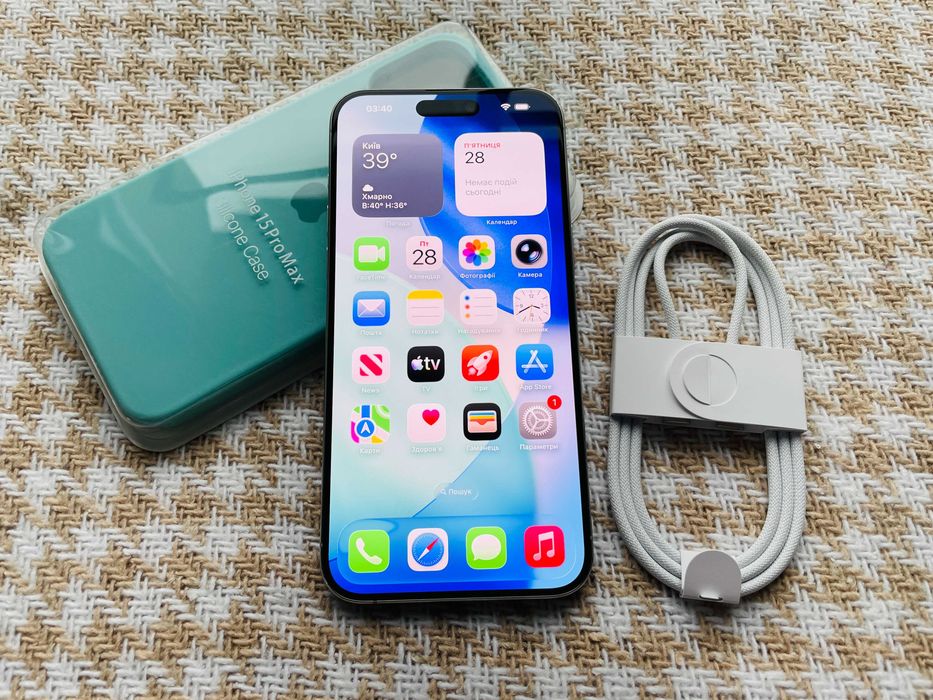 IPHONE 15 PRO MAX 256Gb Відмін. Стан White Titanium NEVERLOCK ( 95884)