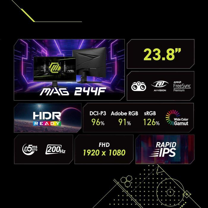 Monitor MSI IPS 23.8" FHD 16:9 200Hz FreeSync Premium