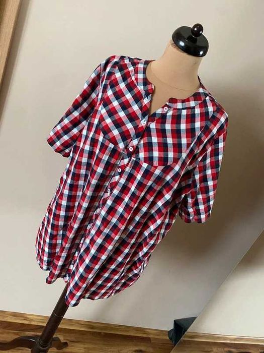 Xxxl 44 46 +size lindex koszula w krate czerwony basic bawelna capsule