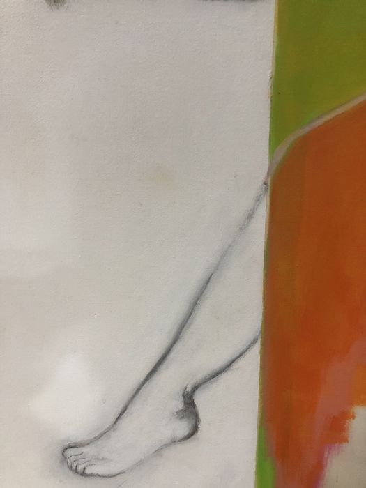 Acrilico, carvao, pastel e oleo sobre tela