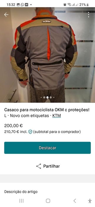 Blusão KTM com proteções NUNCA USADO