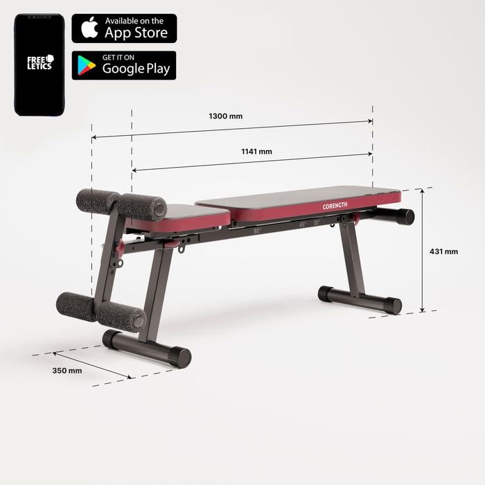 Foldable, Adjustable, Abdominal Exercise Bench - Bench 500 Fold442461156593510401