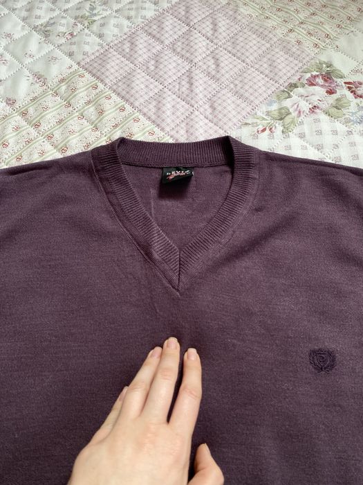 Fioletowy luźny sweter M 38 devir basic 50% wełna