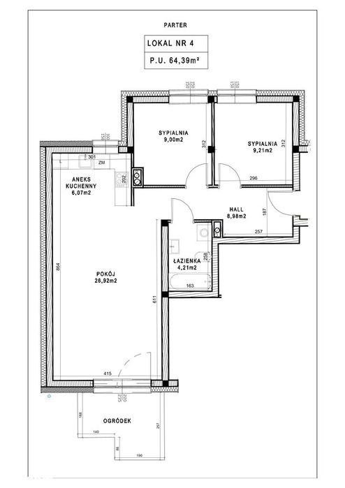 Mieszkanie Nr 4 - Parter - 64,39m2