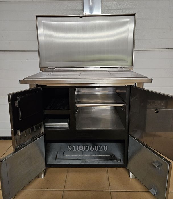 Fogão Lenha Inox Cor Preto - Novos - Fabrico Nacional