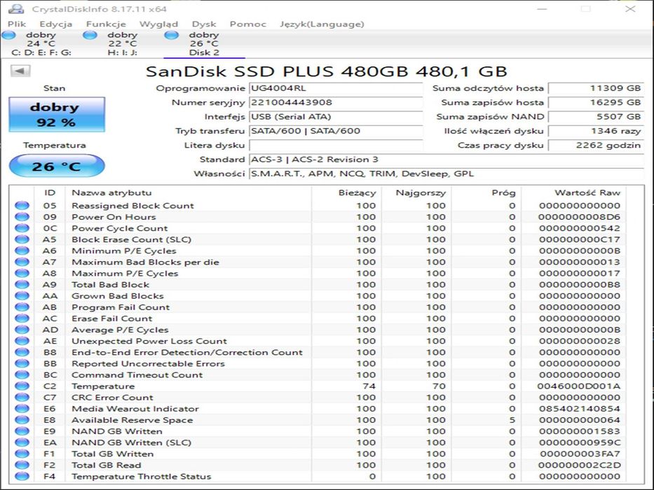 SSD 480GB SanDisk PLus