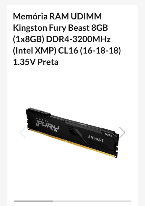 Memória RAM UDIMM Kingston Fury Beast 8GB (1x8GB) DDR4-3200MHz
