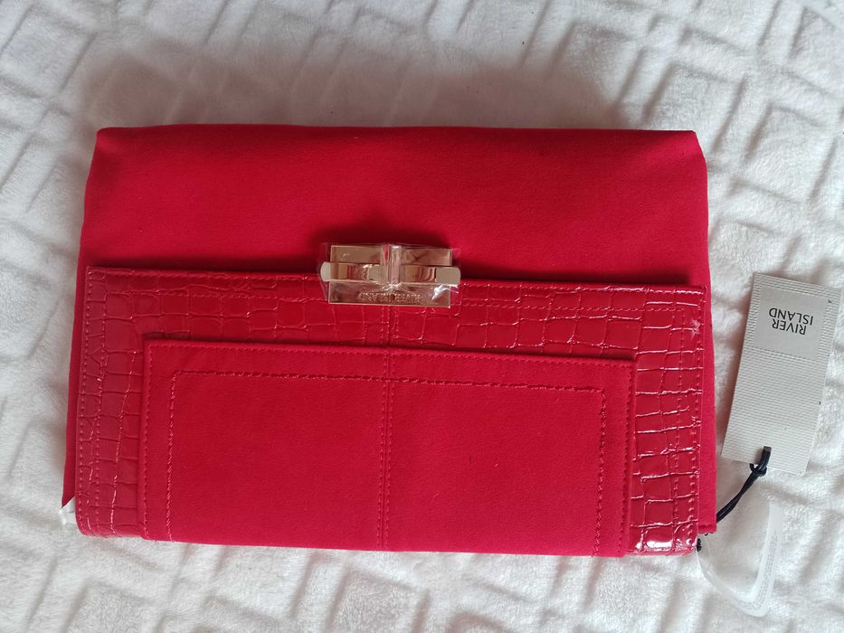 RIVER ISLAND/ Czerwona torebka kopertówka z Londynu, NOWA