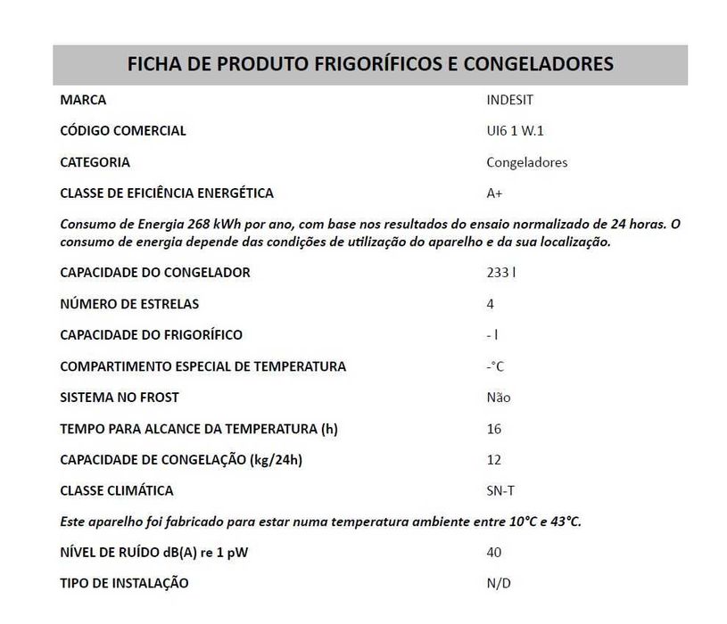 Arca vertical Indesit UI6