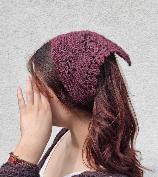 chustka trójkątna na szydełku handmade