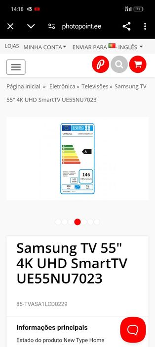 Tv Samsung 55"mais suporte para parede