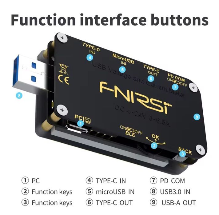 FNIRSI FNB48S Цифровий USB тестер  вольтметр-амперметр