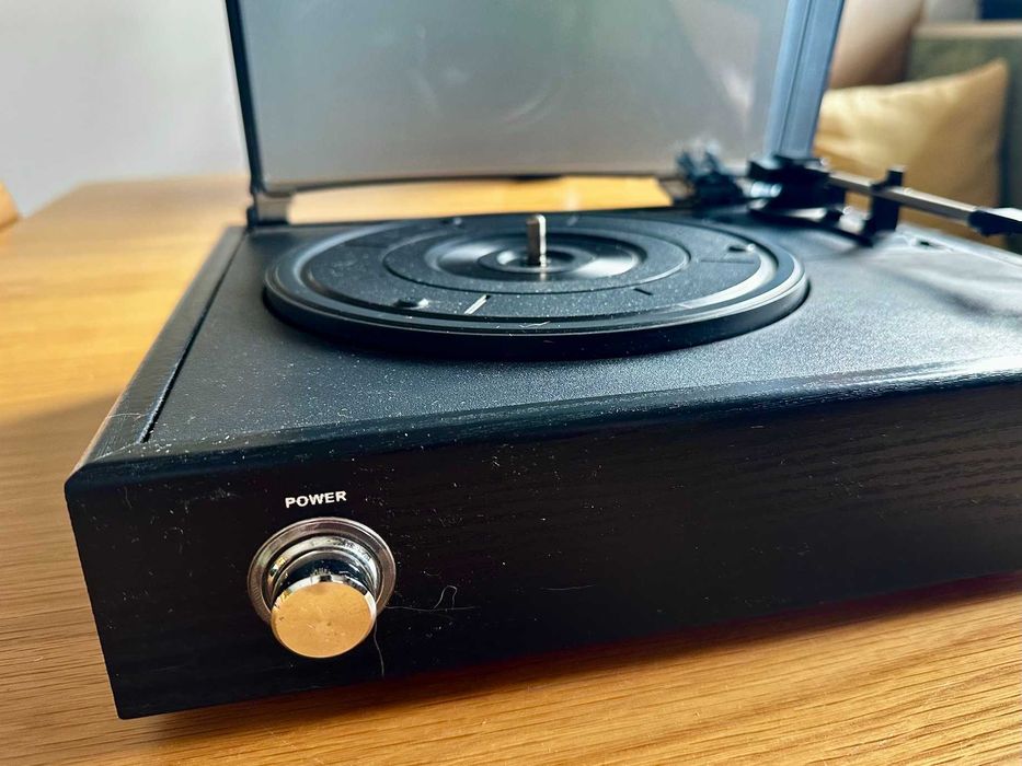 Gramofon elektryczny czarny z głośnikami - DG-013 + igła