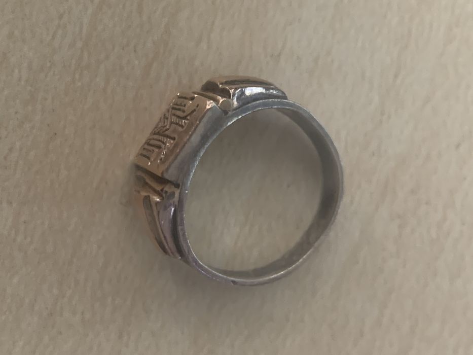 Srebro.Złoto. Sygnet srebro-złoto stary.