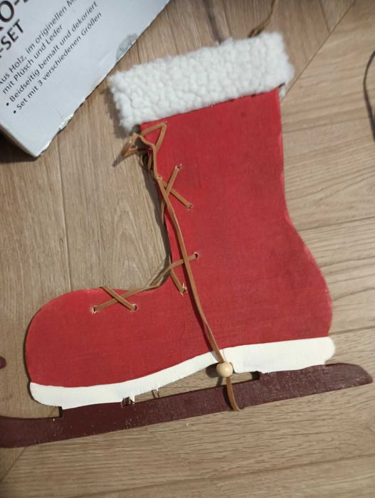 Drewniane buty ozdoba świąteczna na drzwi okno 3szt