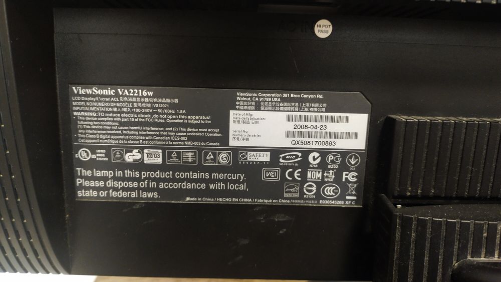 Продам монітор ViewSonic 2216w
