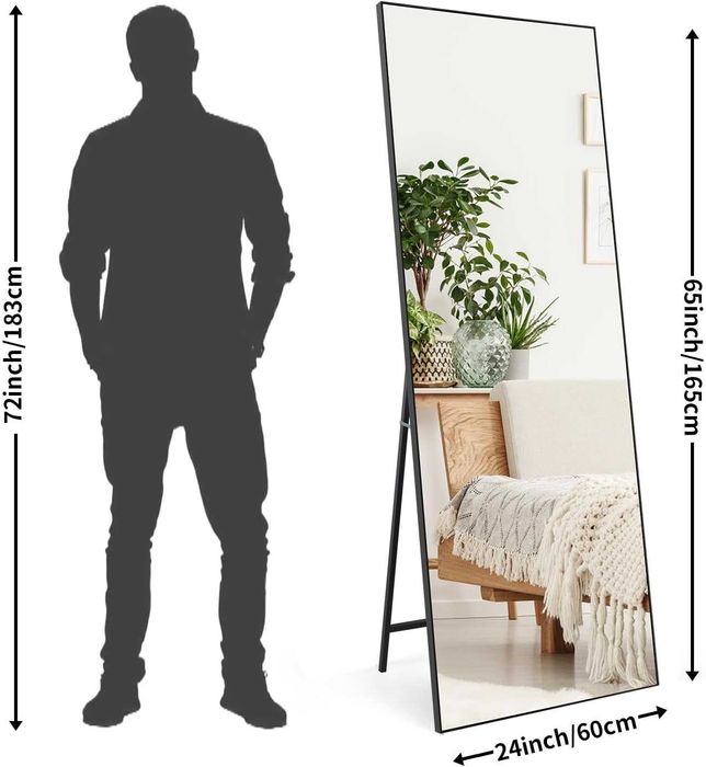 Nowe stojące lustro / lusterko / 60x165CM / HORLIMER / czarne !R191!