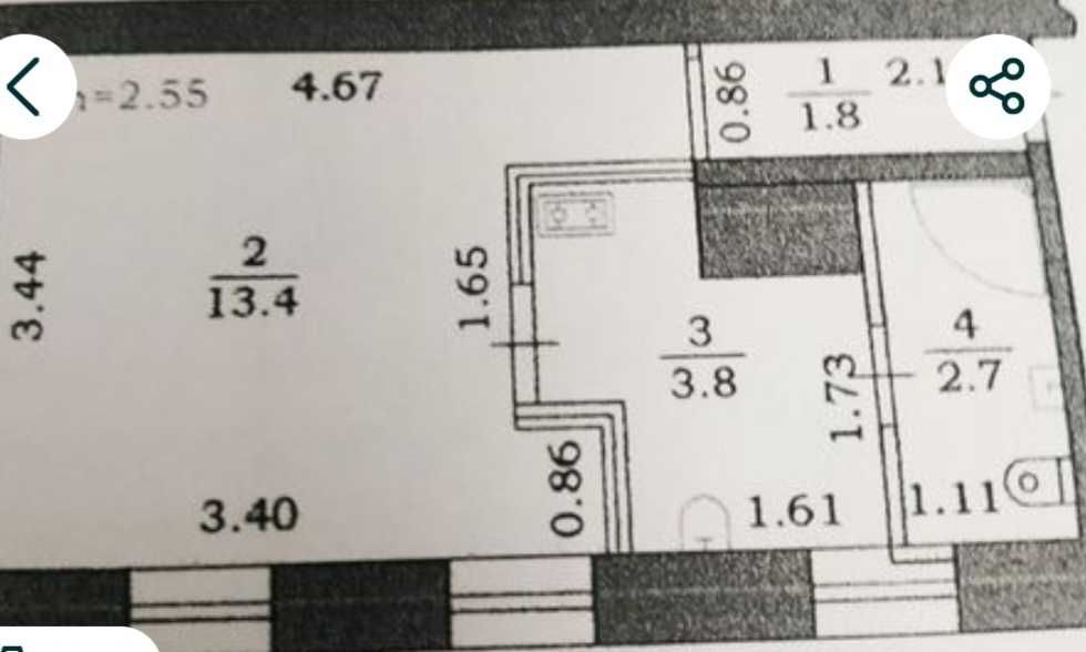 1 комнатная квартира на Нежинской, 386238