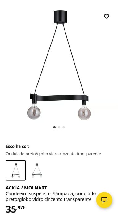 Candeeiro IKEA ackja efeito ondulado com lâmpadas