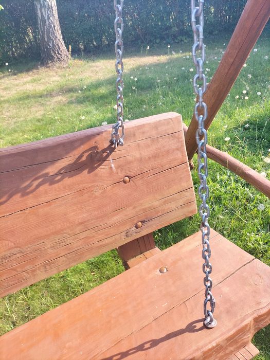 Huśtawka ogrodowa drewniana (dębowa) ręcznie robiona