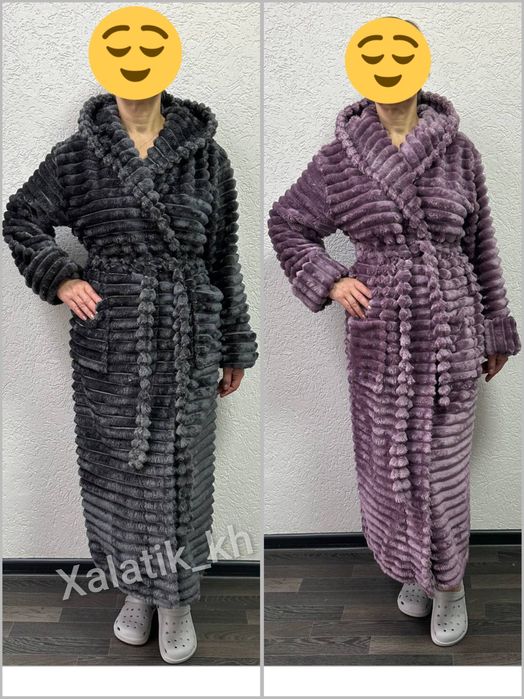 Теплий халат "Шарпей" з подвійним капюшоном