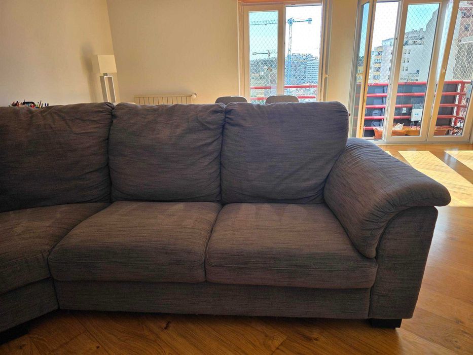 Sofá de canto, 4 lugares, cinzento, IKEA