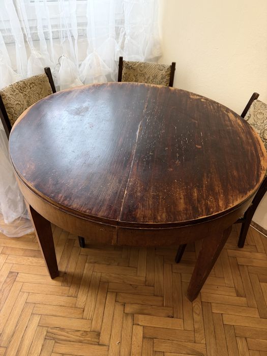 Drewniany, rozkładany, vintage stół