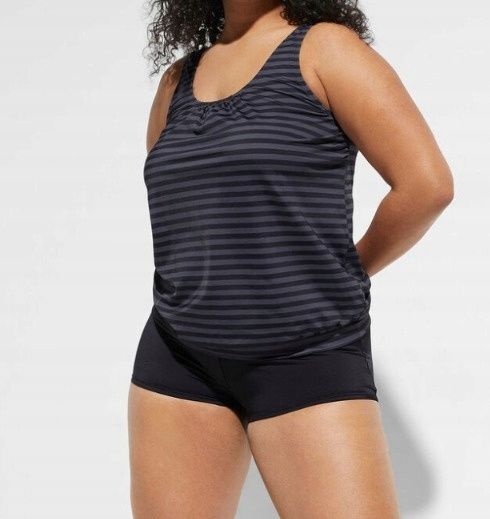 B.P.C tankini czarno-szare w paseczki 44.