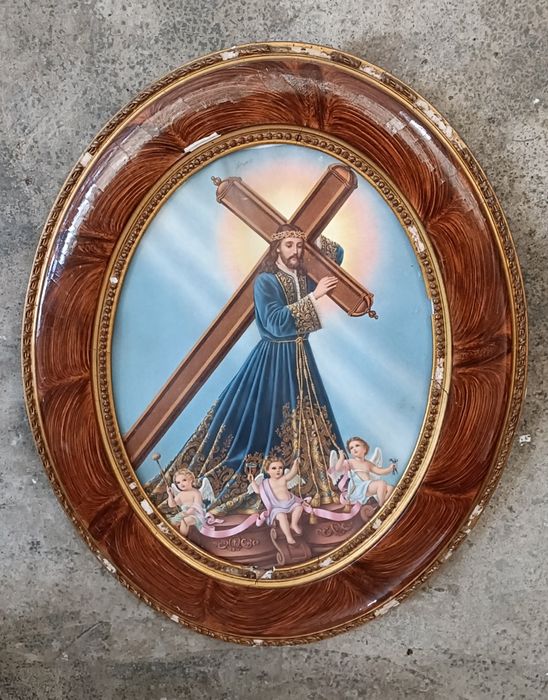 Quadro oval antigo do Senhor dos Passos