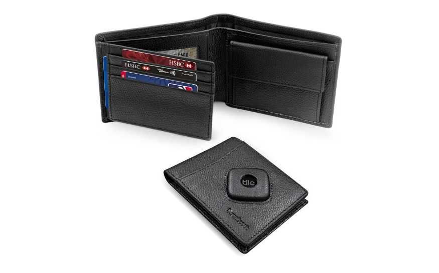 Portfel męski czarny z prawdziwej skóry, ochrona RFID SwanScout