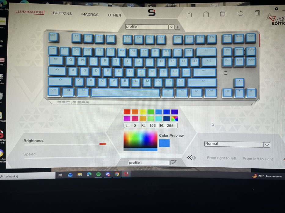 klawiatura SPC Gear onyx white GK630k pudding