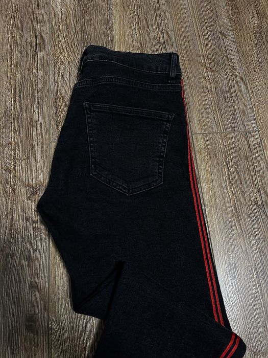 Джинси чорні скіні з лампасами