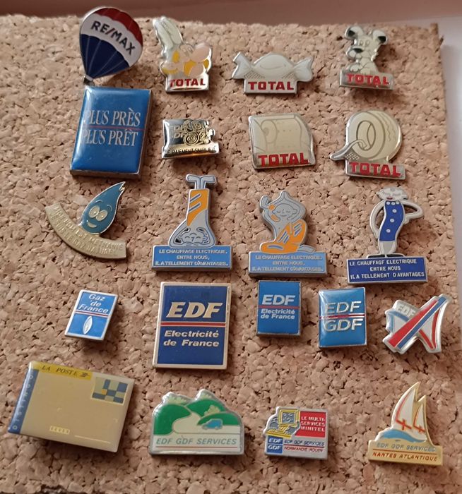 22 Pins antigos de marcas Francesas: EDF, Total