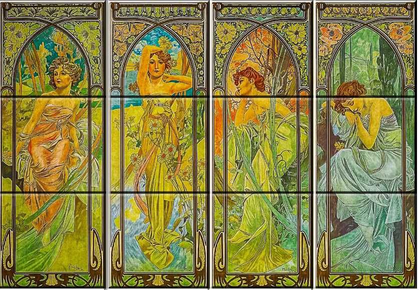 " Quatro Estações" de de Alphonse Mucha Referência: PA-073