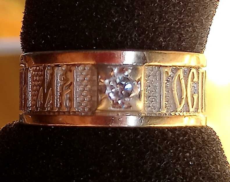 Срібна з золотими вставками каблучка-оберіг  18мм