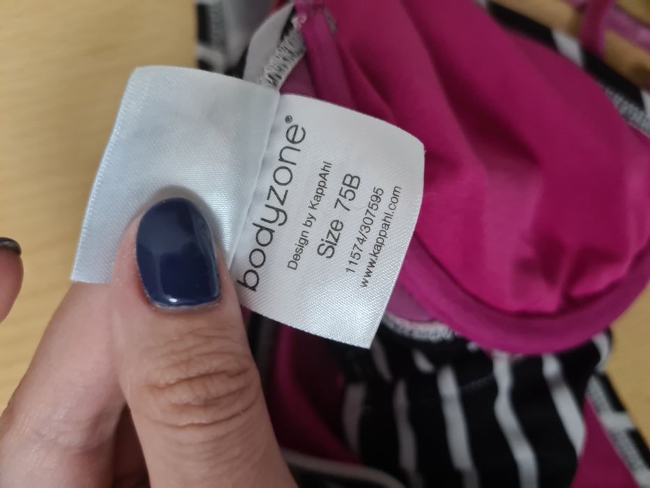 Strój kąpielowy bikini dwuczesciowy różowy czarny biały w paski
