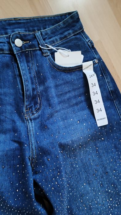 Spodnie baloon jeans z cyrkoniami