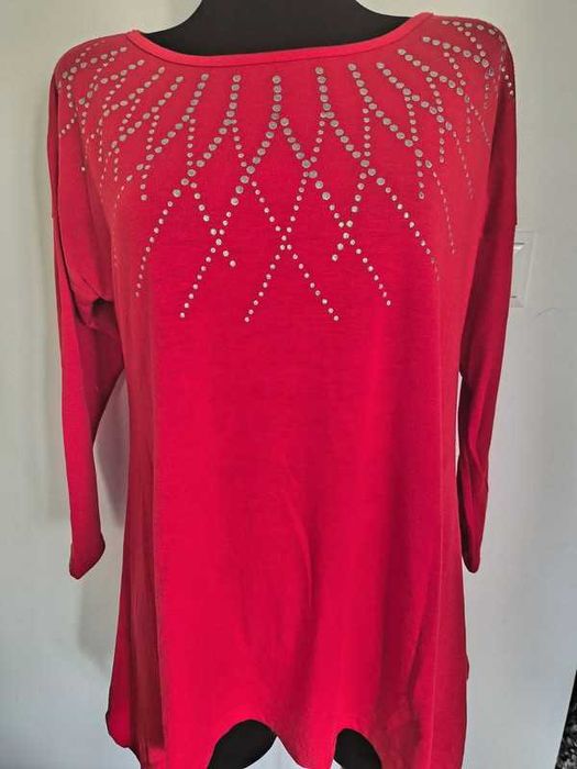 Bluzka czerwona tunika rozkloszowana