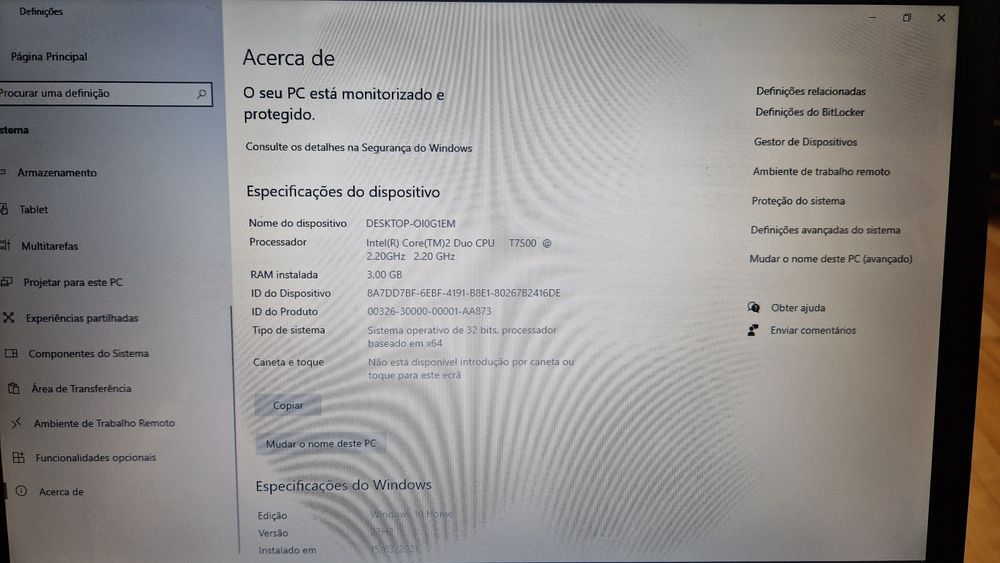 Portátil Toshiba L40 Intel Mobile Core 2 Duo T7500 2.2 GHz SSD 250 GB