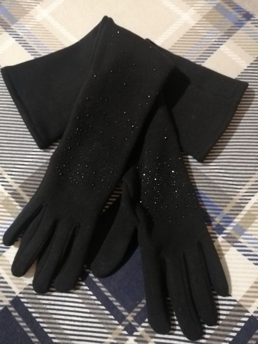 Довгі жіночі рукавиці перчатки на флісі